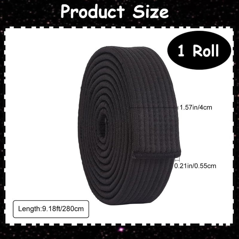 CREATCABIN Black Jiu Jitsu Belt Polyester Martial Arts Belt Judo Jiu-Jitsu TKD Aikido Uniform Ranking Belt Long Soft Universal Fit Belts Taekwondo for Men Women Sports Training Equipment 9.2ft - Image 2